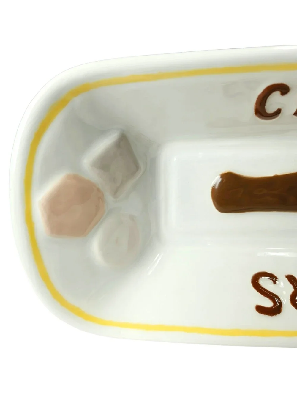 Vintage Ceramic Crackers Serving Tray in White and Brown